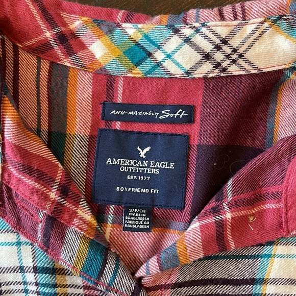 American Eagle Outfitters Ahh-amazingly Soft Flannel S pink plaid - Picture 3 of 3